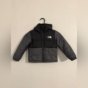 The North Face Jacket Toddler 3T Black Gray Reversible Hooded Sherpa Fleece Coat